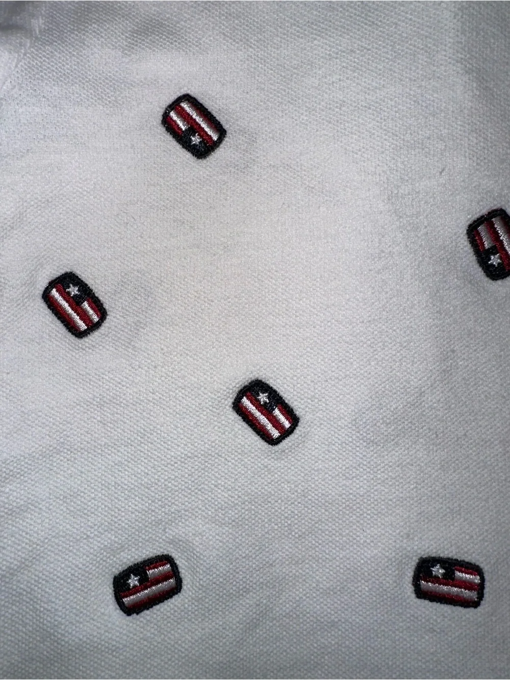 Kids White Polo Shirt with Red & Navy Embroidered Accents